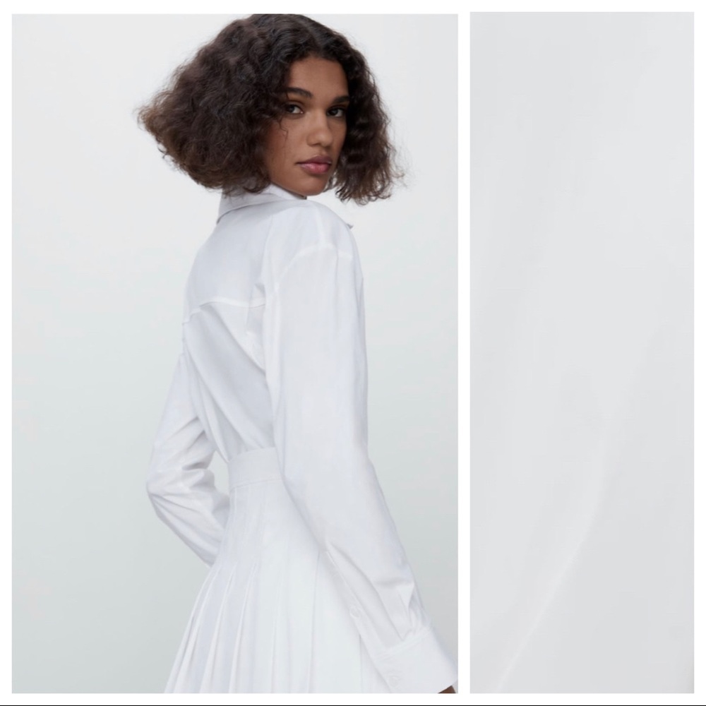 NWT. Zara White Poplin Jumpsuit Dress. Size S. - Picture 4 of 10